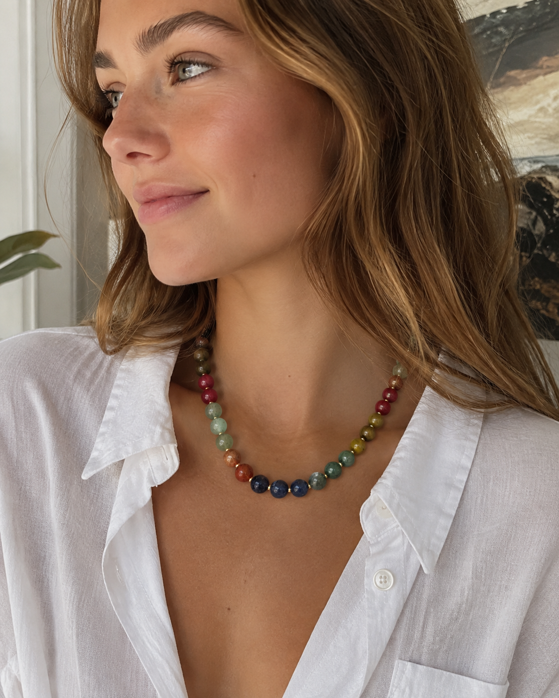 Autumn Marbled Bead Necklace-2