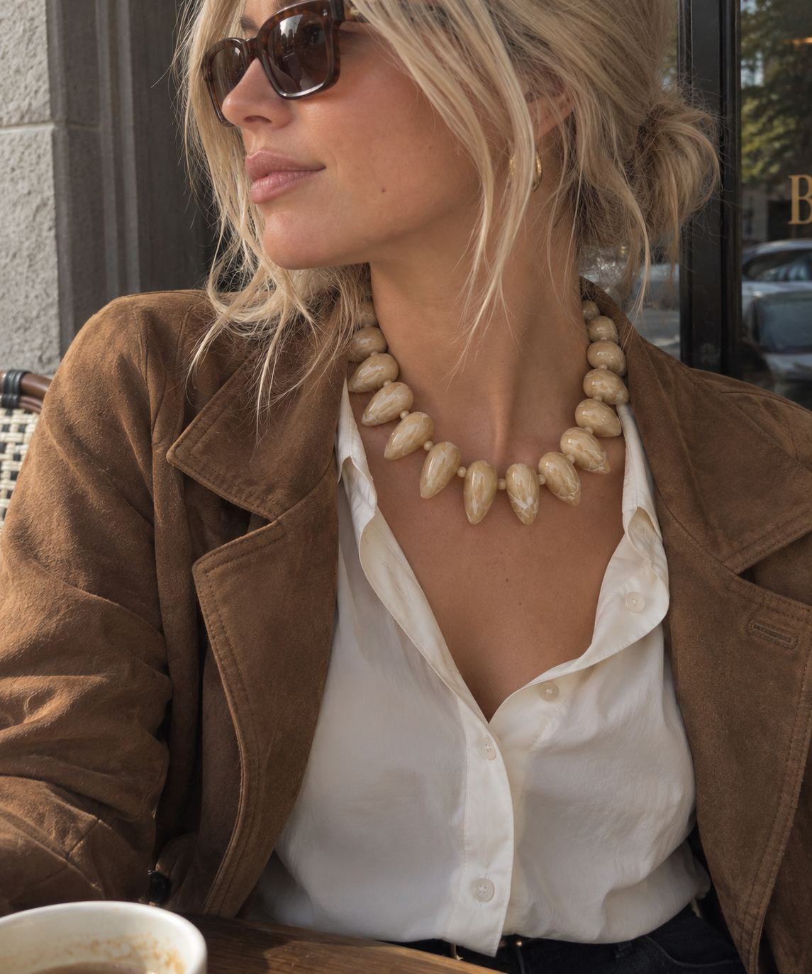 Marbled Pebble Beaded Necklace