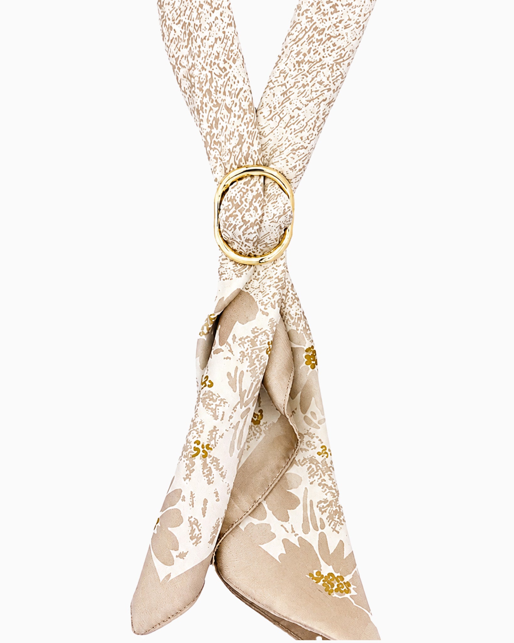 Printed Scarf Necklace with Gold Ring-4