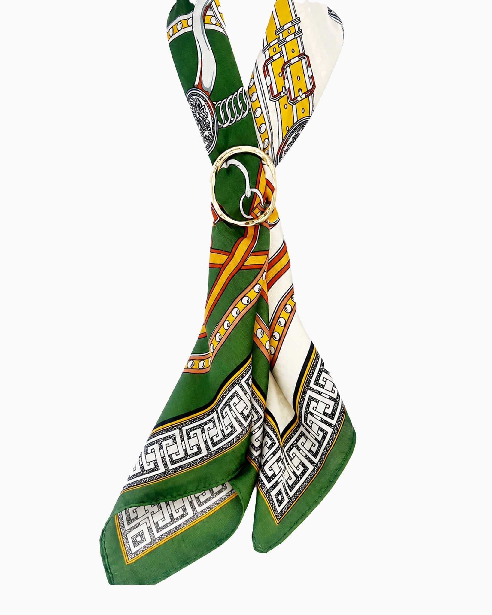 Printed Scarf Necklace with Gold Ring-3
