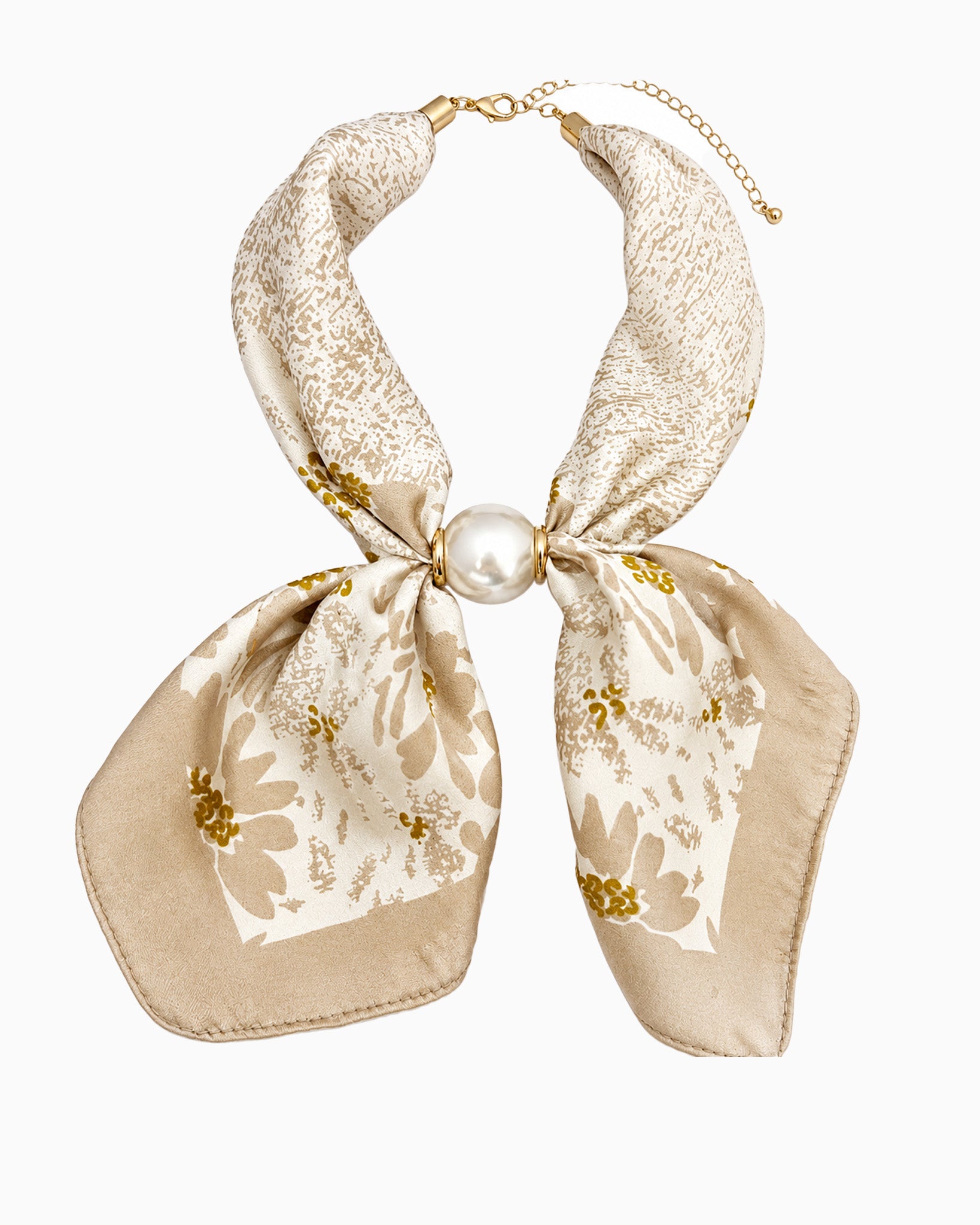Pearl Accent Scarf Bow Necklace-2