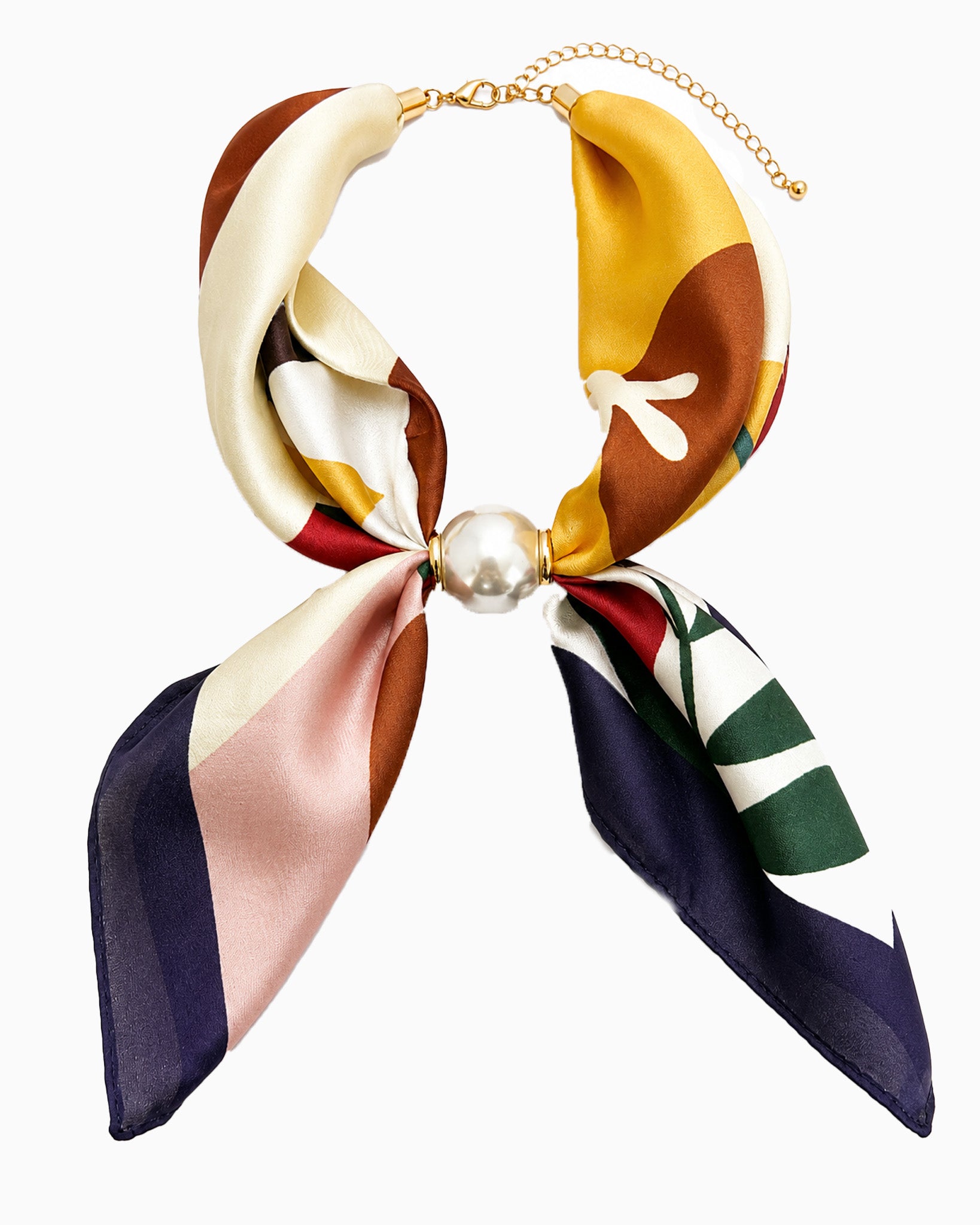 Pearl Accent Scarf Bow Necklace-4