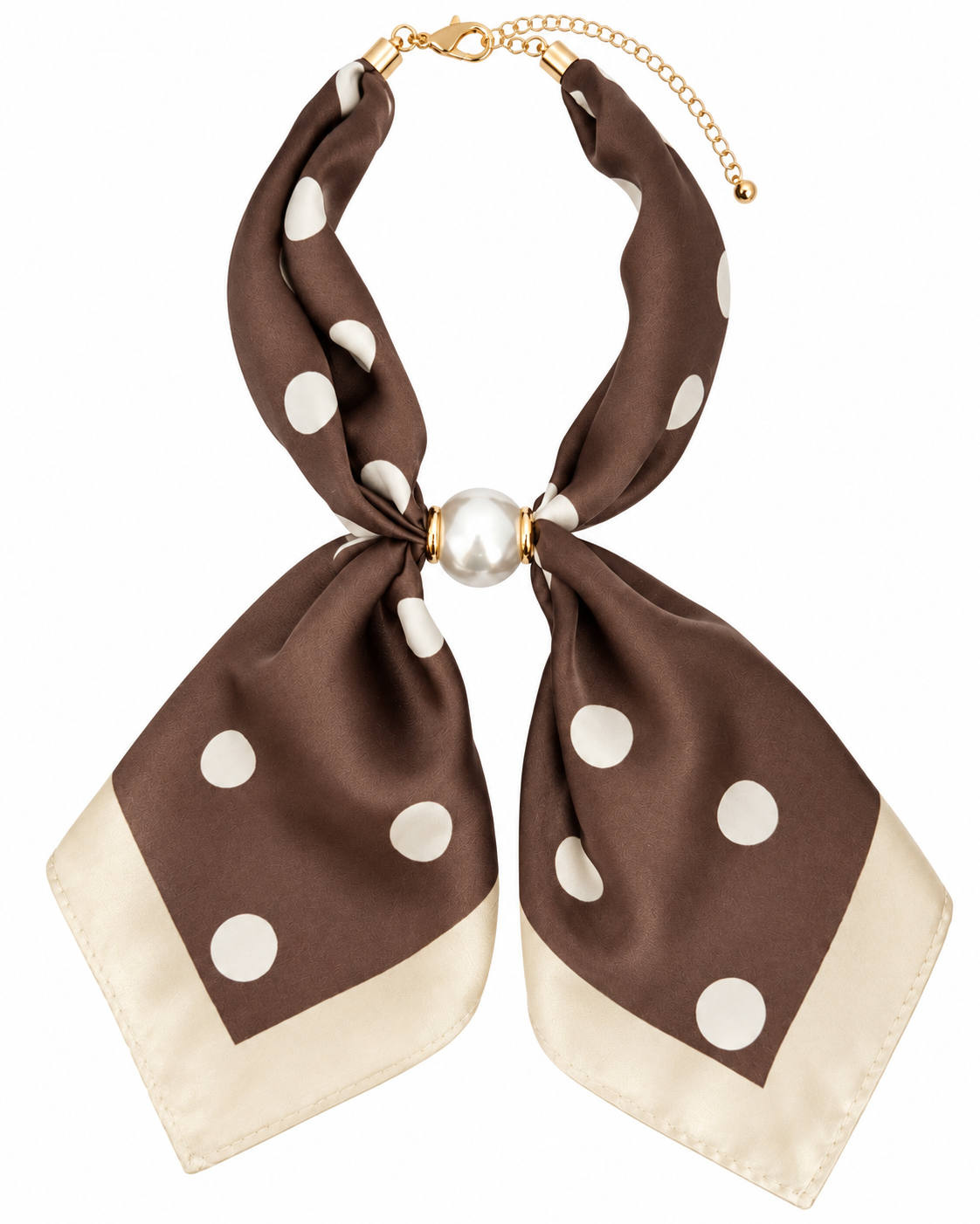 Polka Dot Scarf Bow Pearl Necklace-3