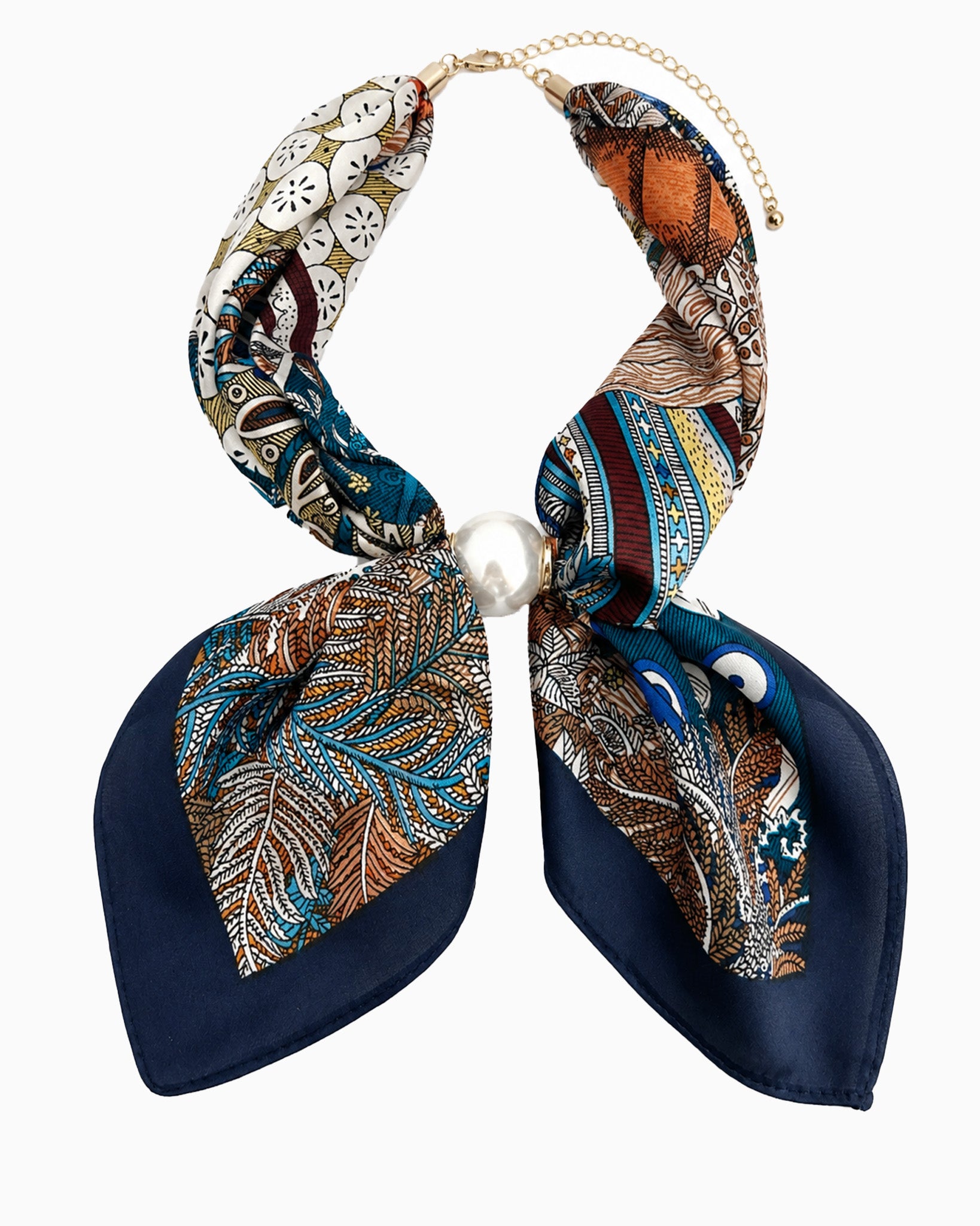 Pearl Accent Scarf Bow Necklace-3