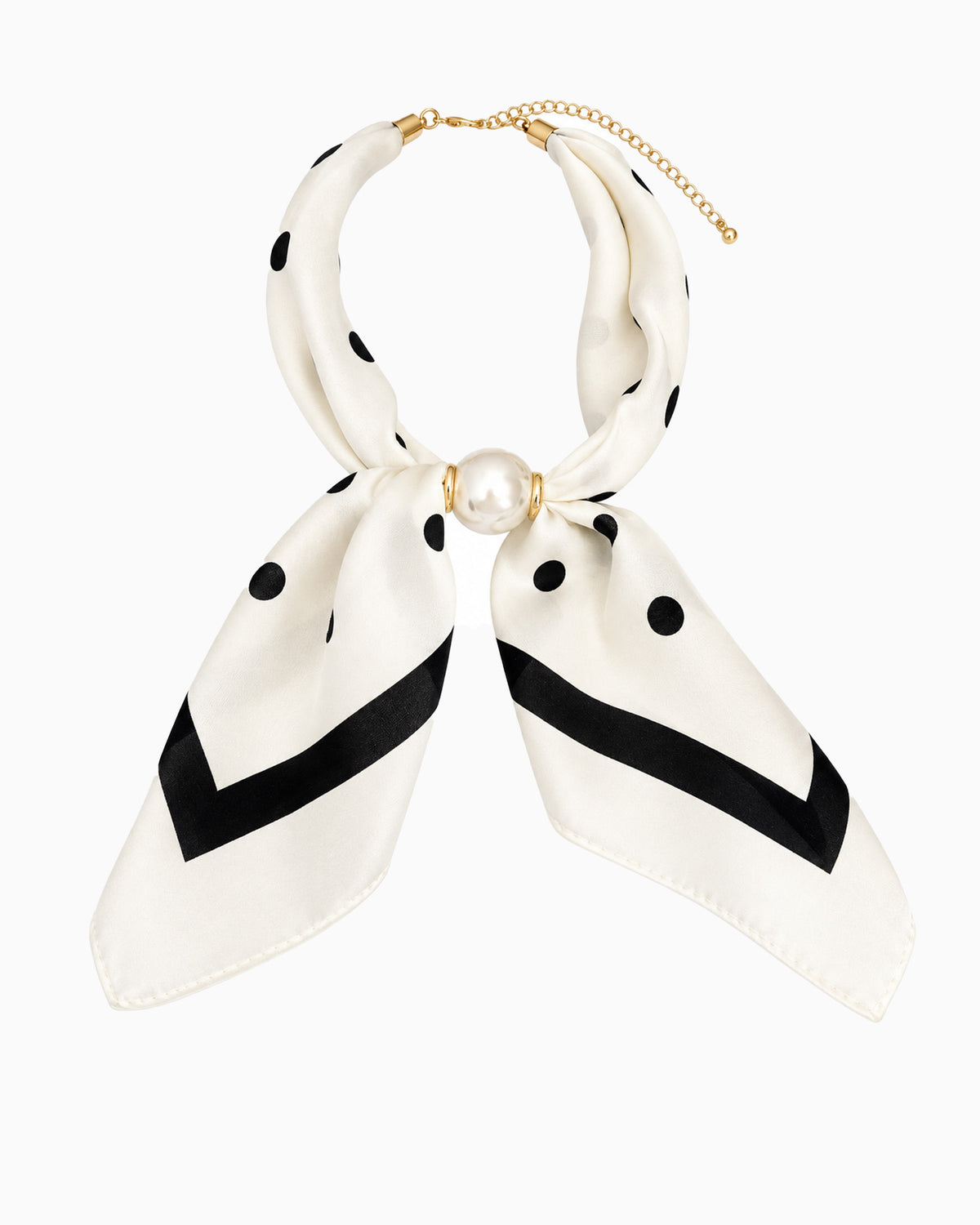 Polka Dot Scarf Bow Pearl Necklace
