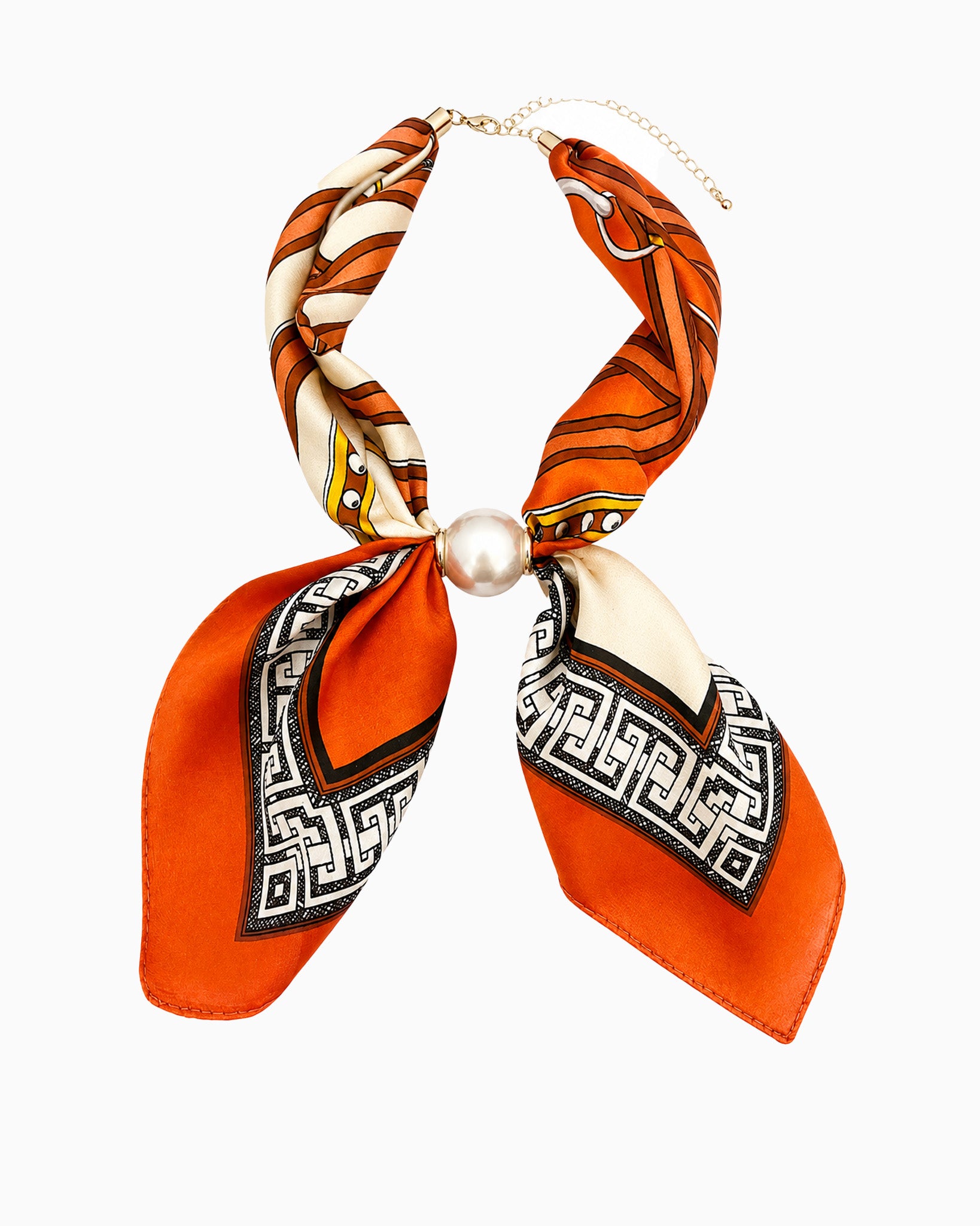 Pearl Accent Scarf Bow Necklace-1