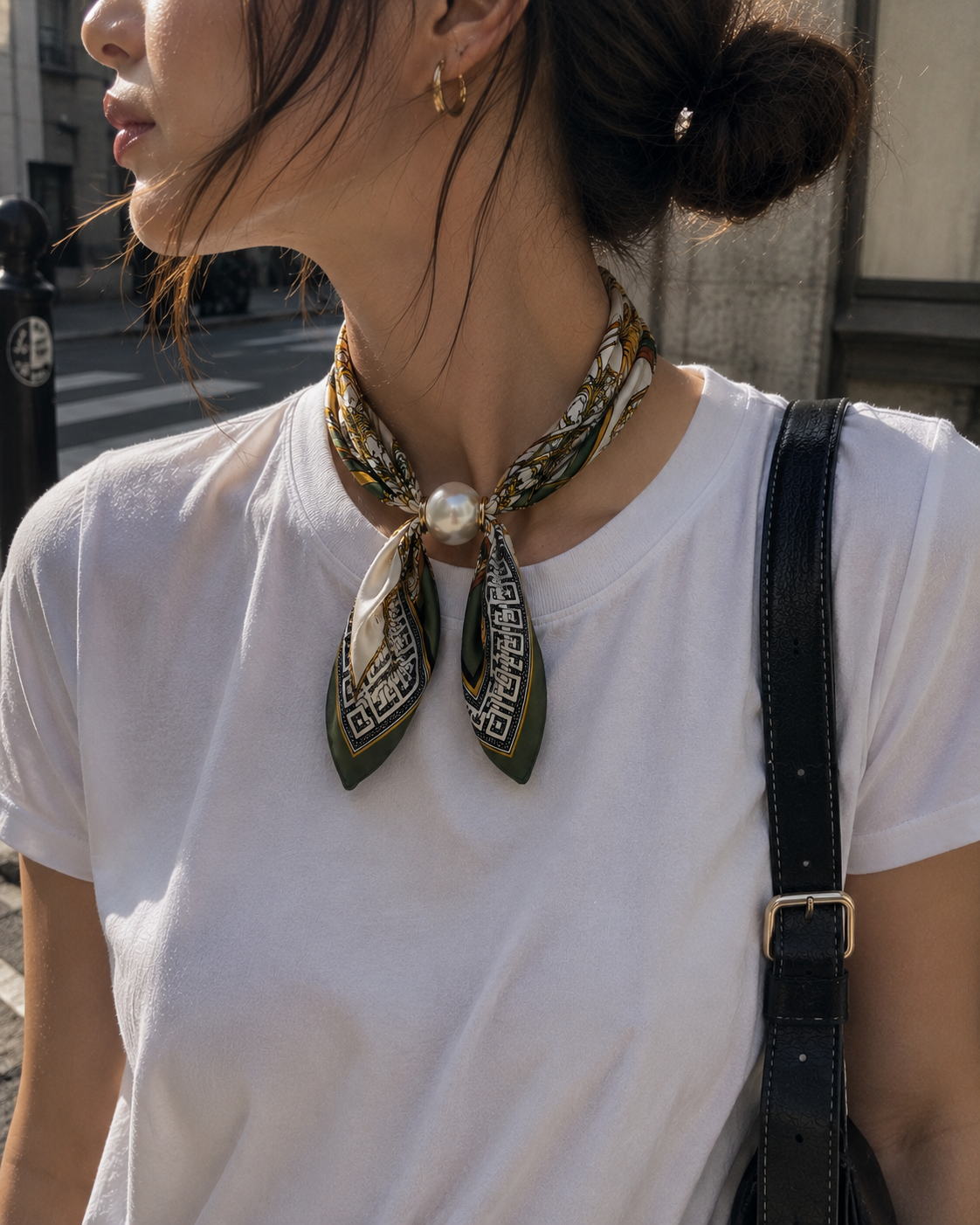 Pearl Accent Scarf Bow Necklace-6