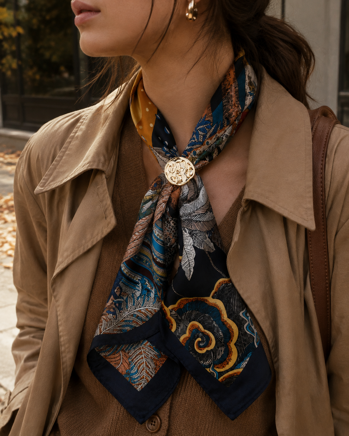 Adjustable Organic Pebble Scarf Necklace