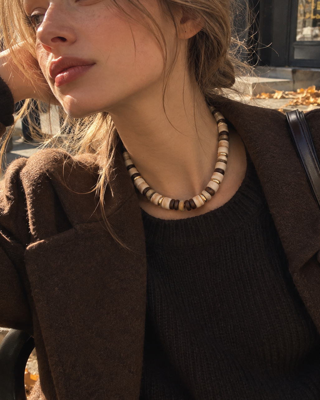Mixed Stone & Gold Beaded Necklace-1