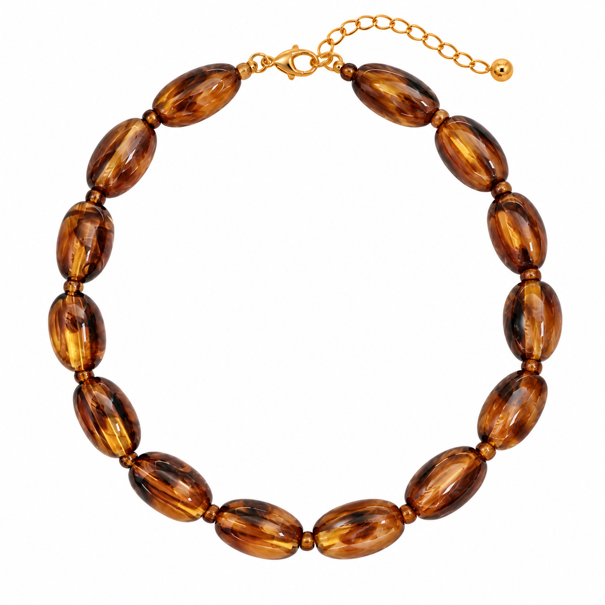 Oval Marbled Beaded Necklace-1