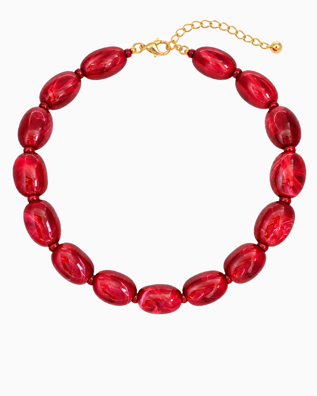 Oval Marbled Beaded Necklace-2