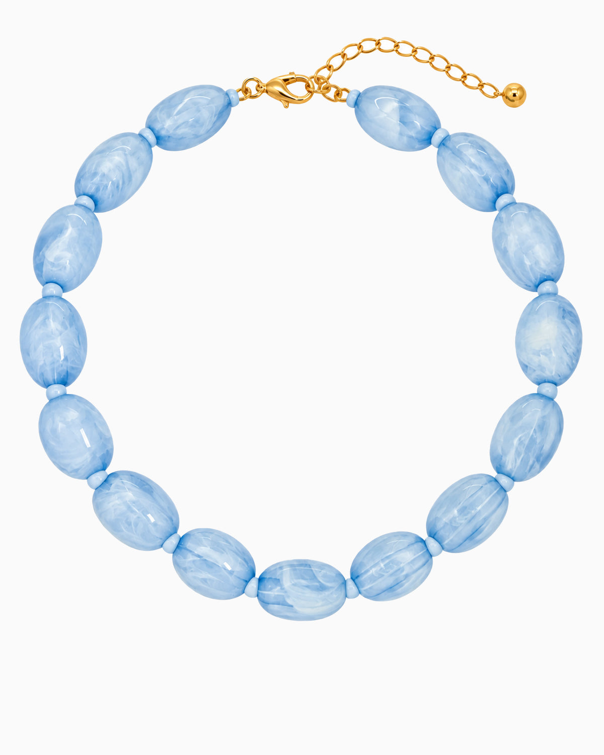 Oval Marbled Beaded Necklace-6