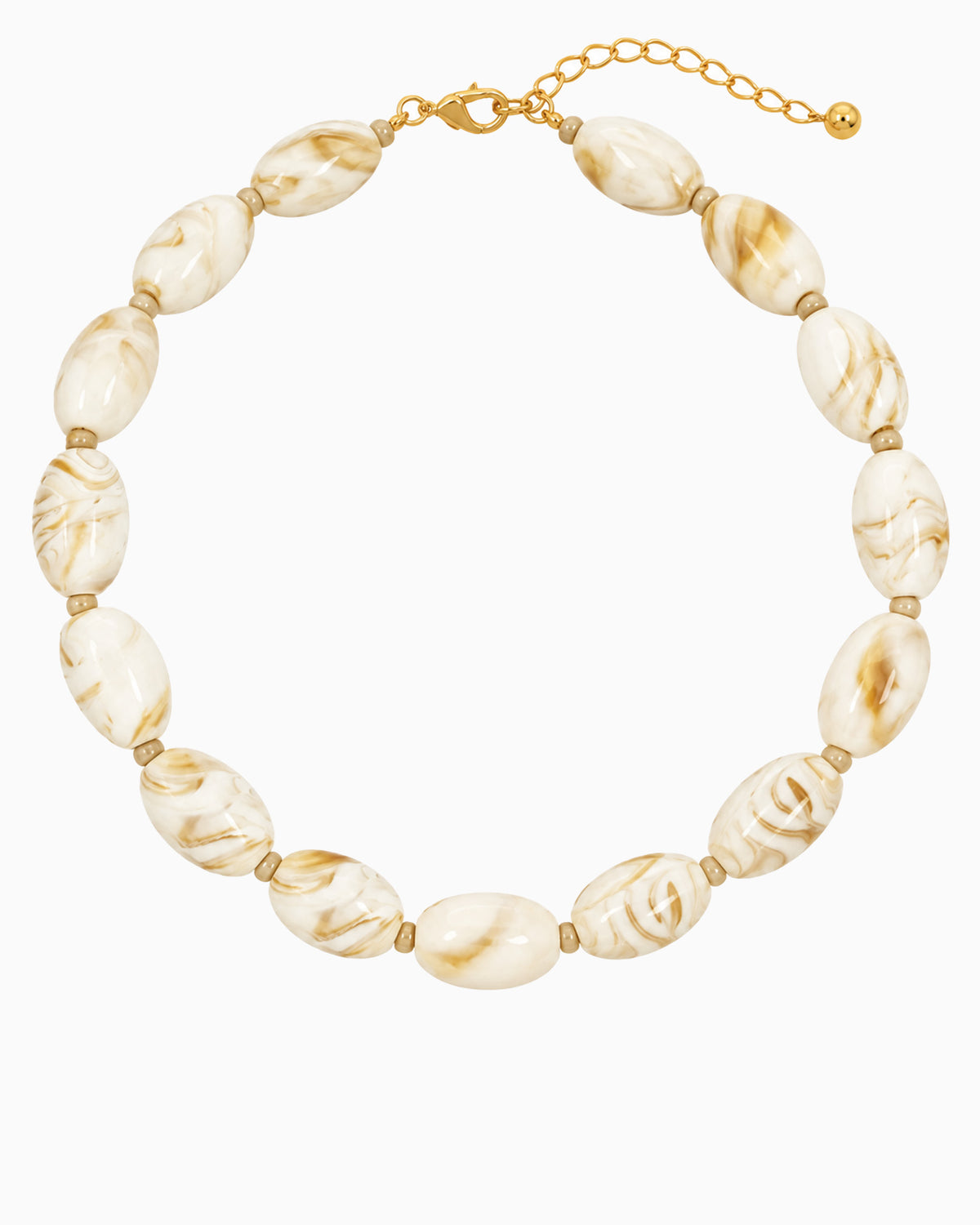 Oval Marbled Beaded Necklace-3