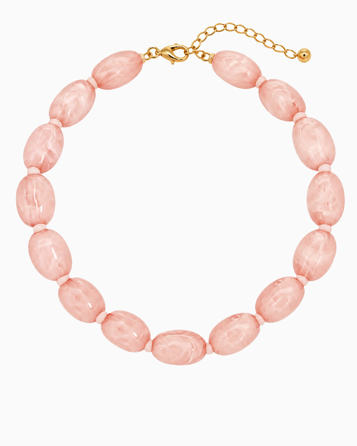 Oval Marbled Beaded Necklace-5