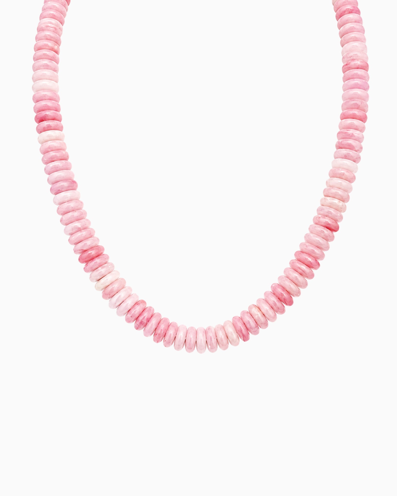 Summer Wide Disc Marble Beaded Necklace-4