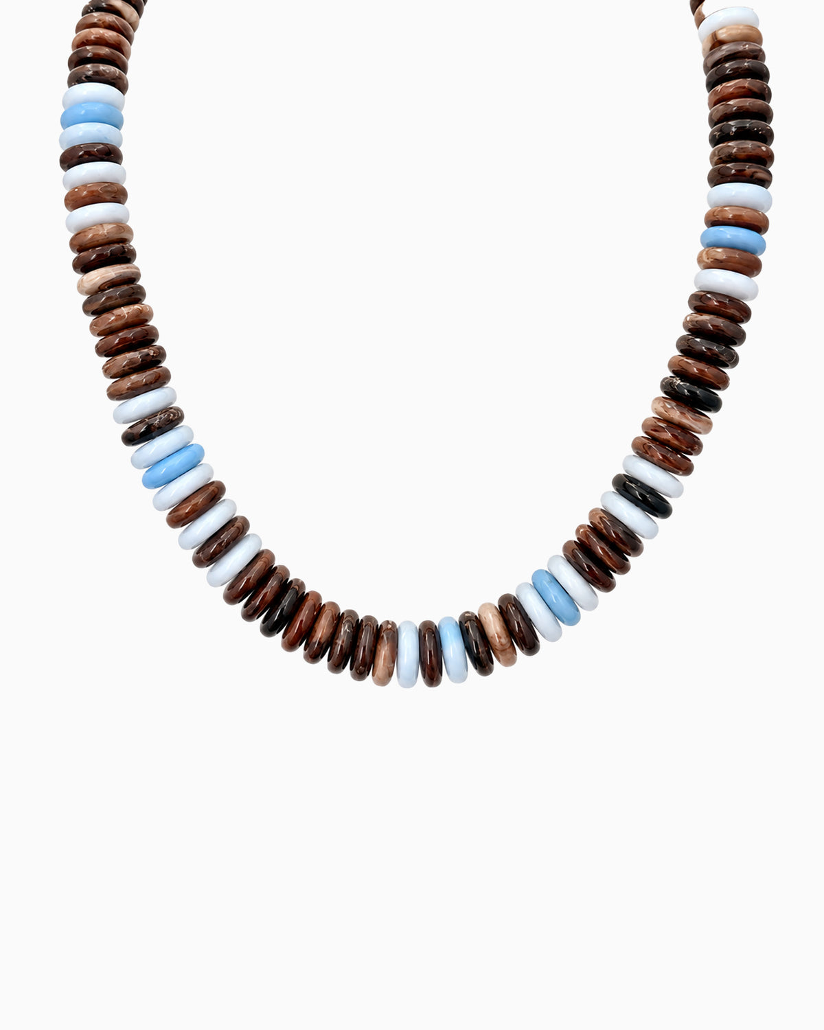 Multi 2 Color Wide Marble Beaded Necklace-1