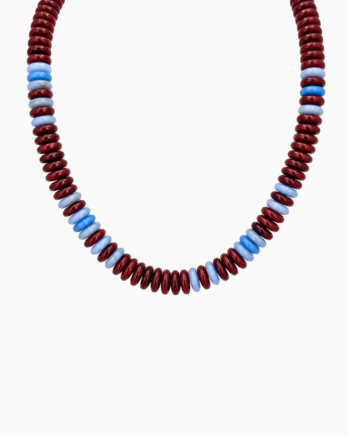 Multi 2 Color Wide Marble Beaded Necklace-2