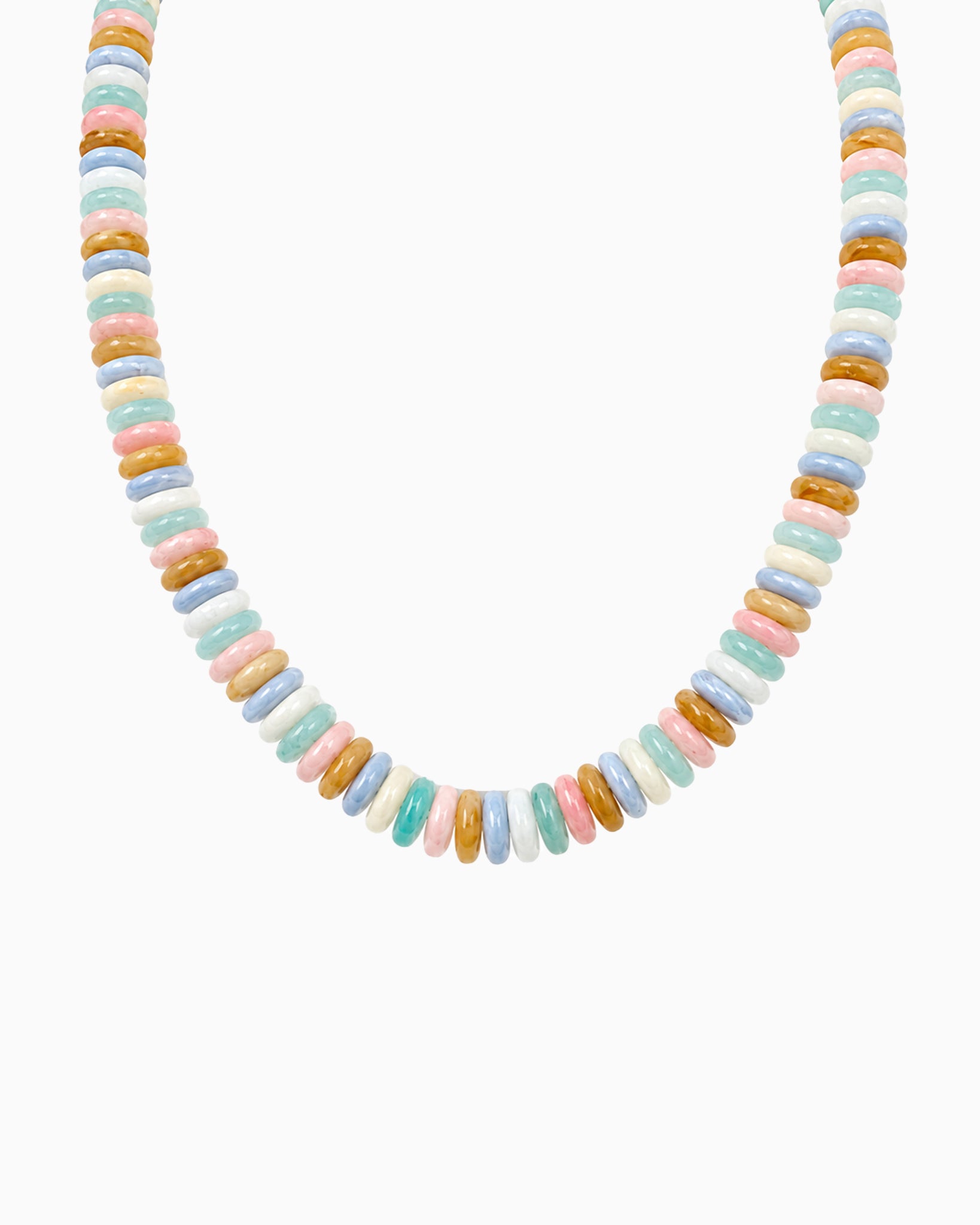 Summer Wide Disc Marble Beaded Necklace-5