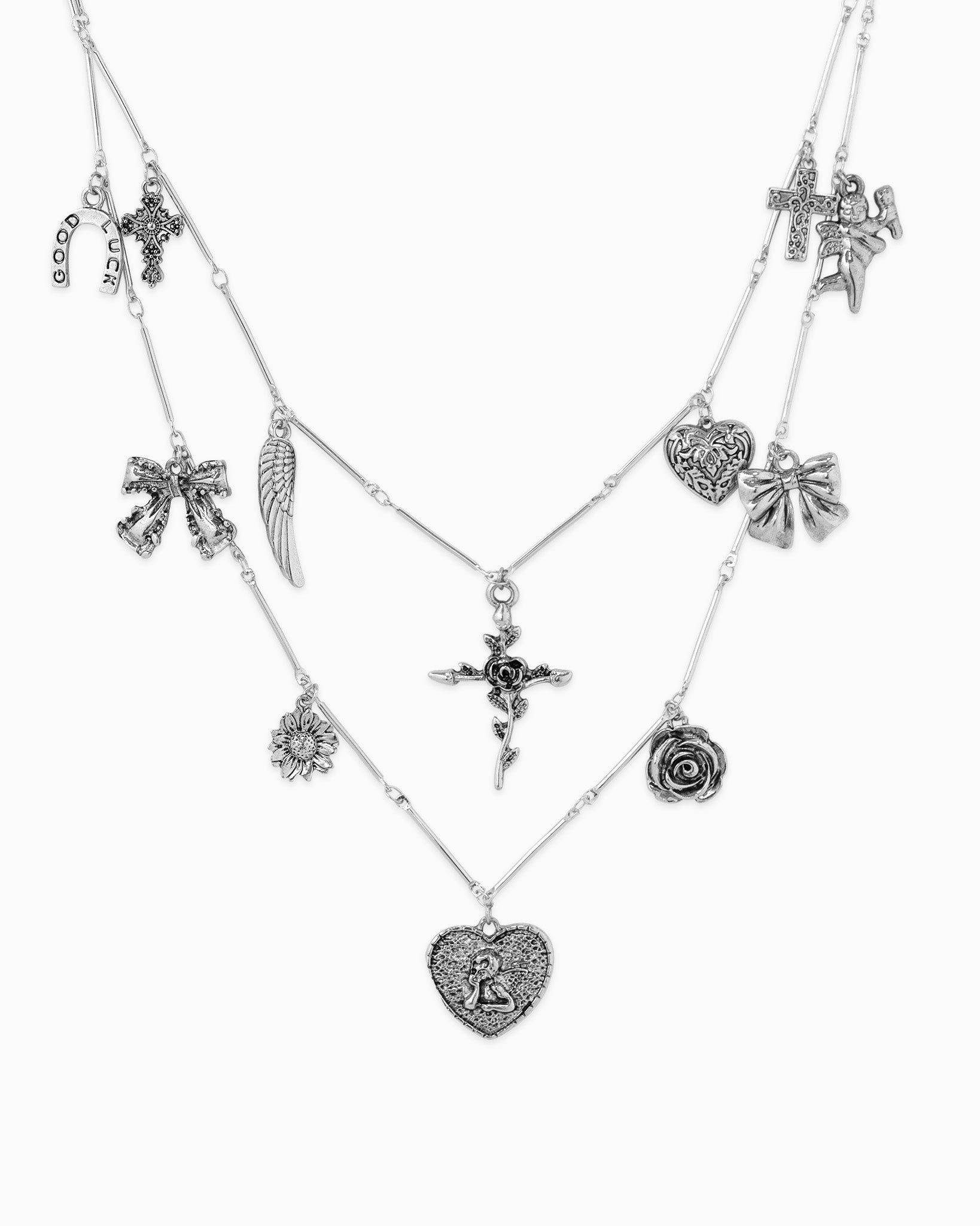 Antique Vintage Angelic Romance Layered Necklace