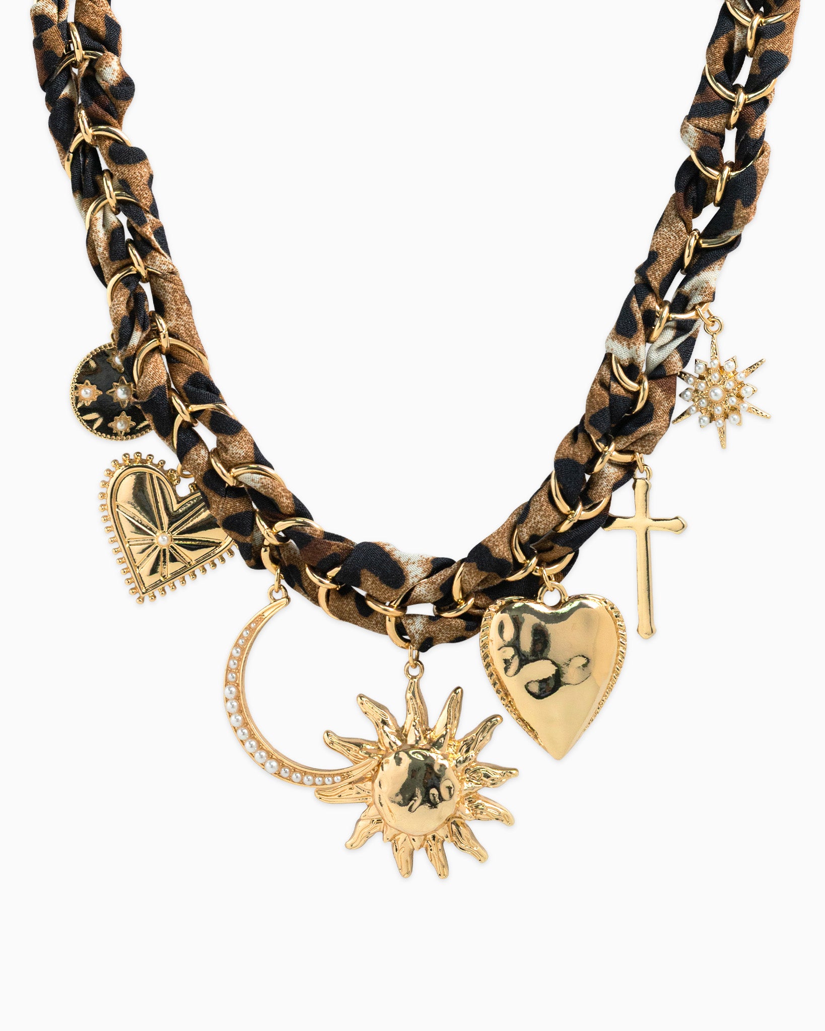 Leopard Scarf Chain Large Charm Necklace