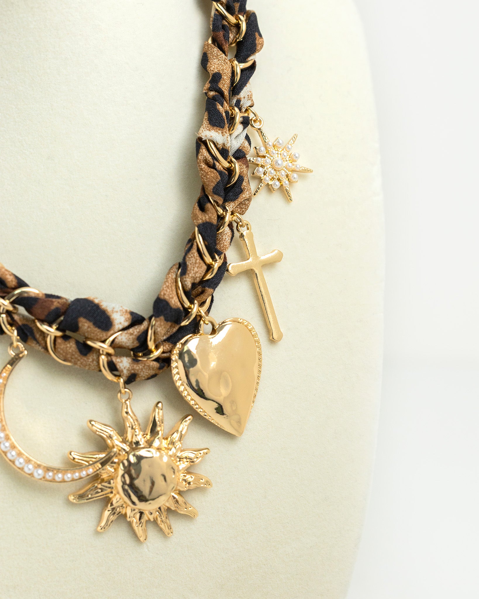 Leopard Scarf Chain Large Charm Necklace