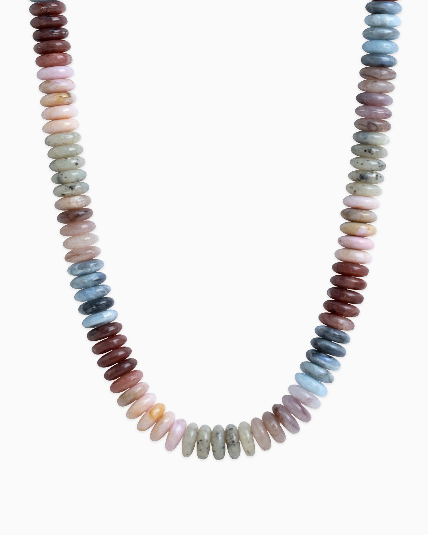 Neutral Color Wide Marble Beaded Necklace – Dark Multi