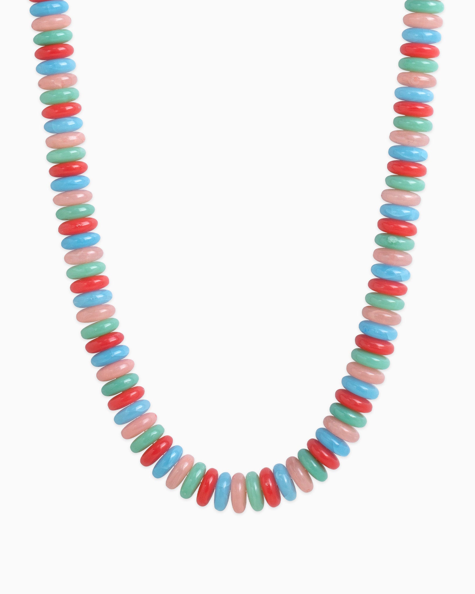 Neutral Color Wide Marble Beaded Necklace – Pink Multi