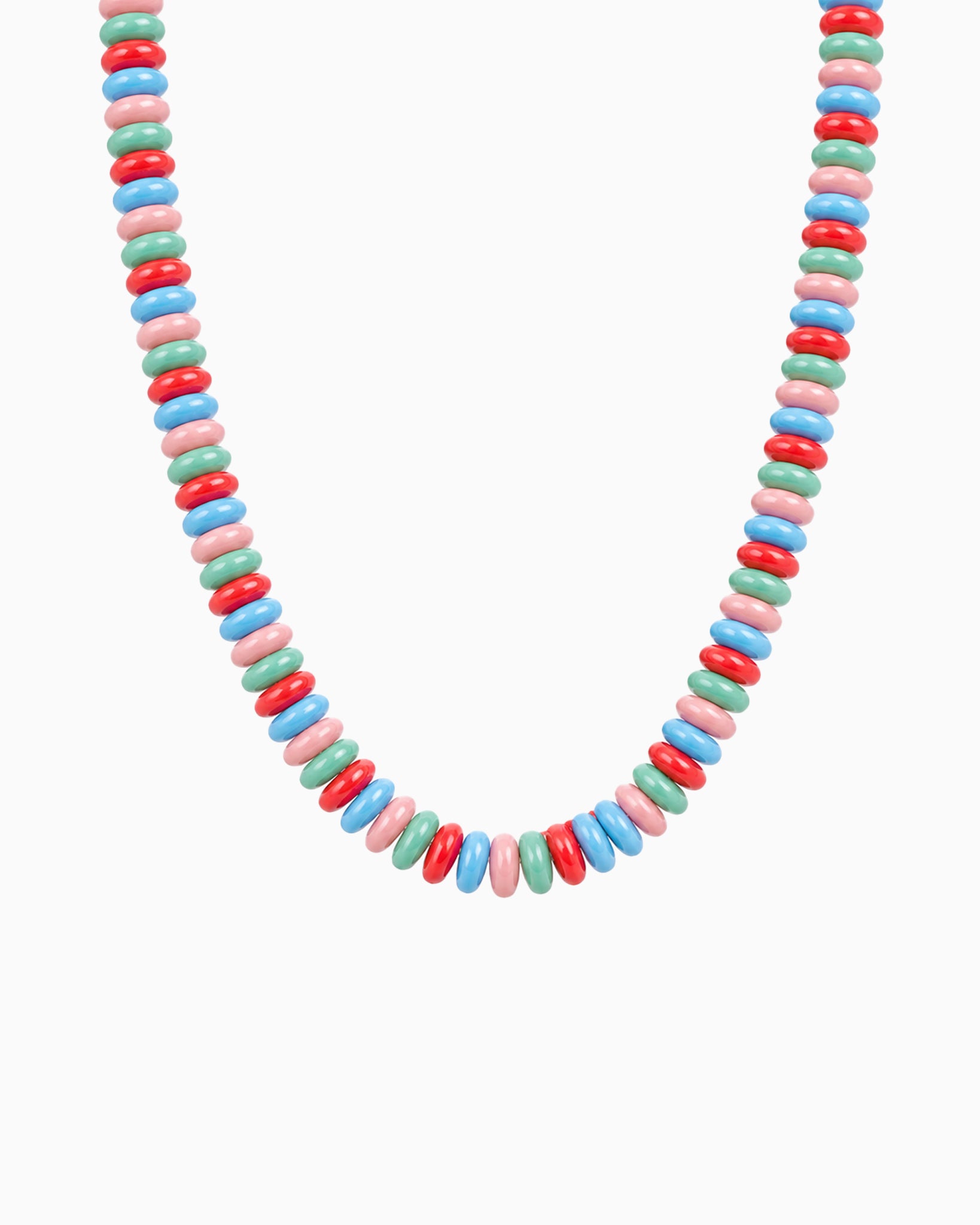 Summer Wide Disc Marble Beaded Necklace-6