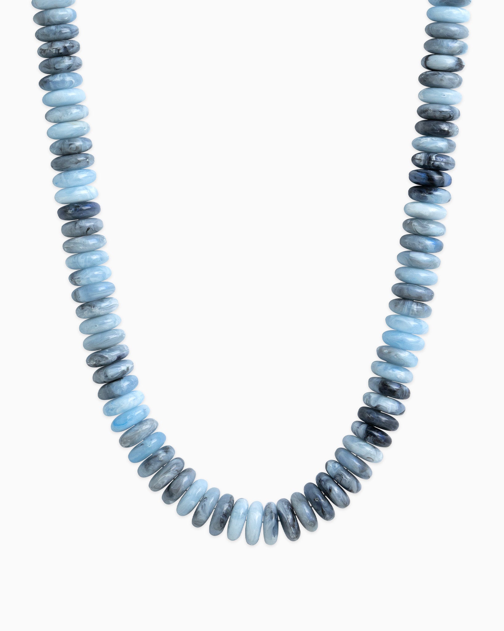 Neutral Color Wide Marble Beaded Necklace – Navy