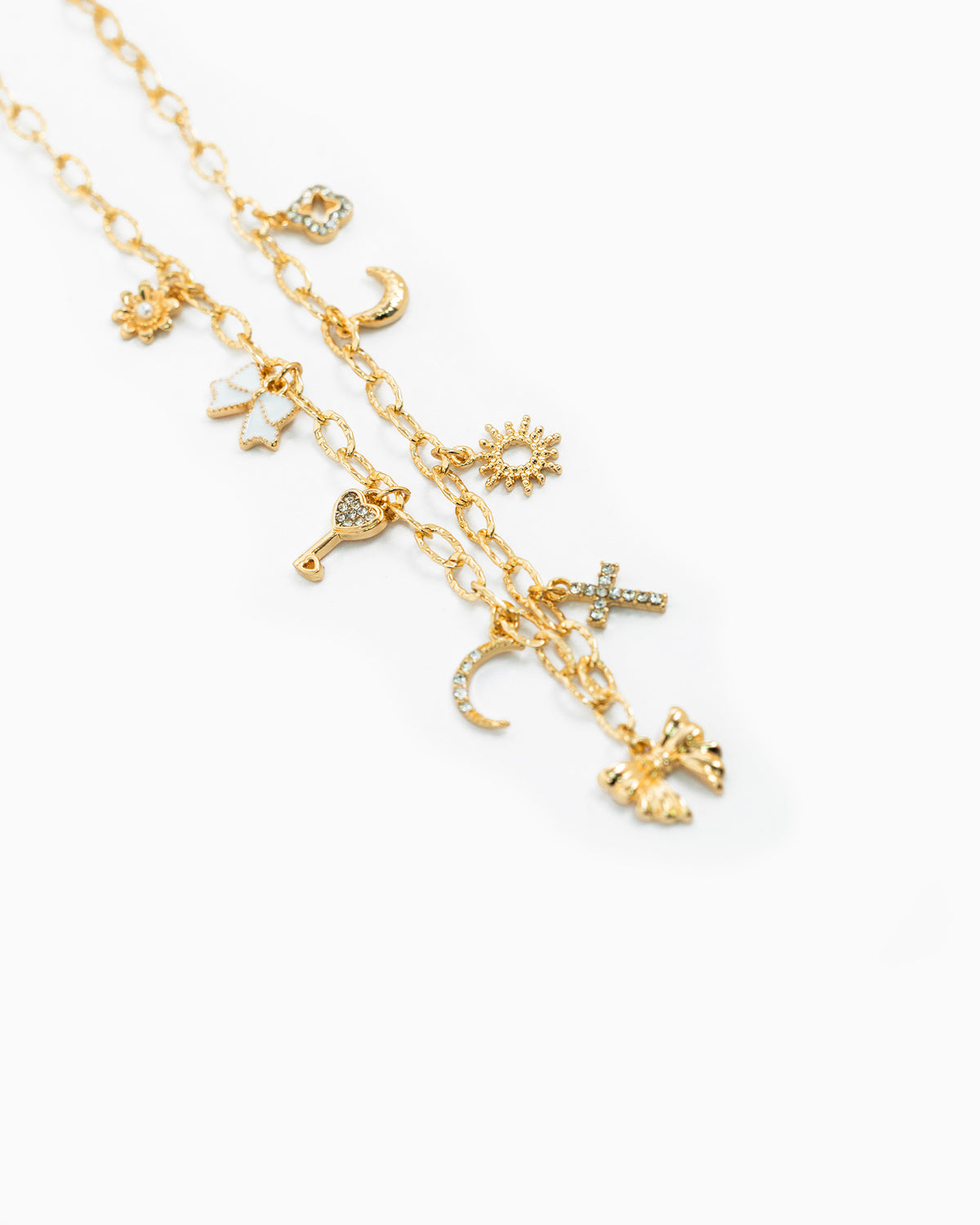 Twist Bow Sunburst Multi Charm Necklace-3