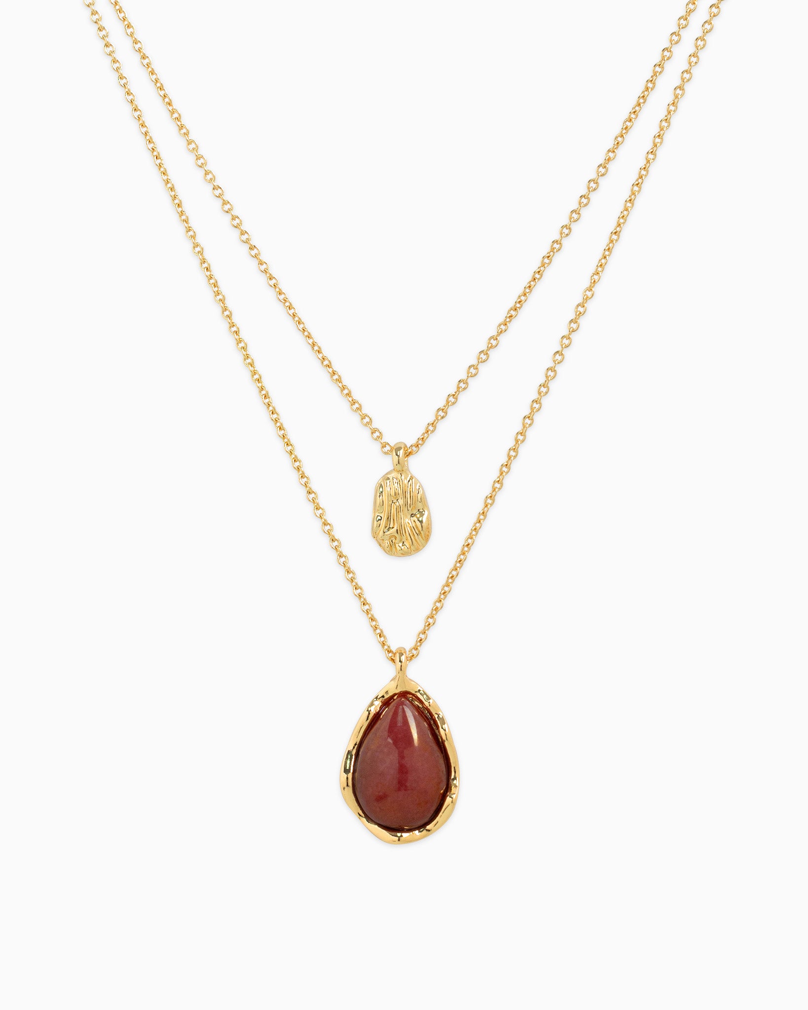 Layered Teardrop Semi Precious Stone Necklace