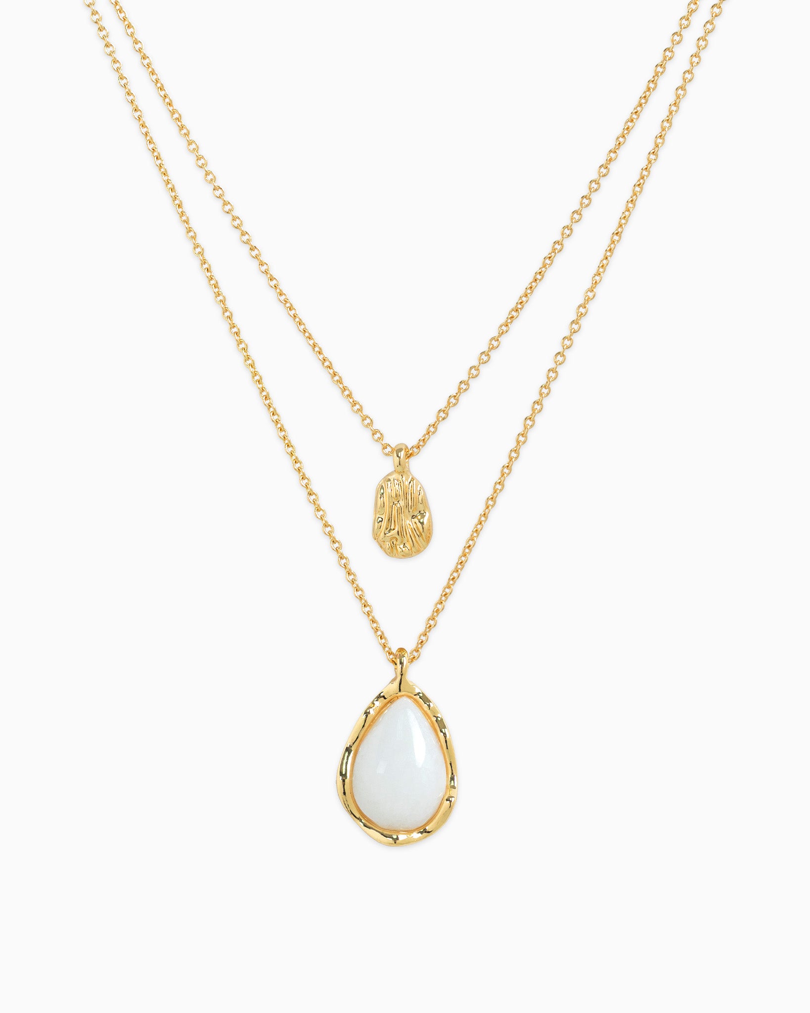Layered Teardrop Semi Precious Stone Necklace