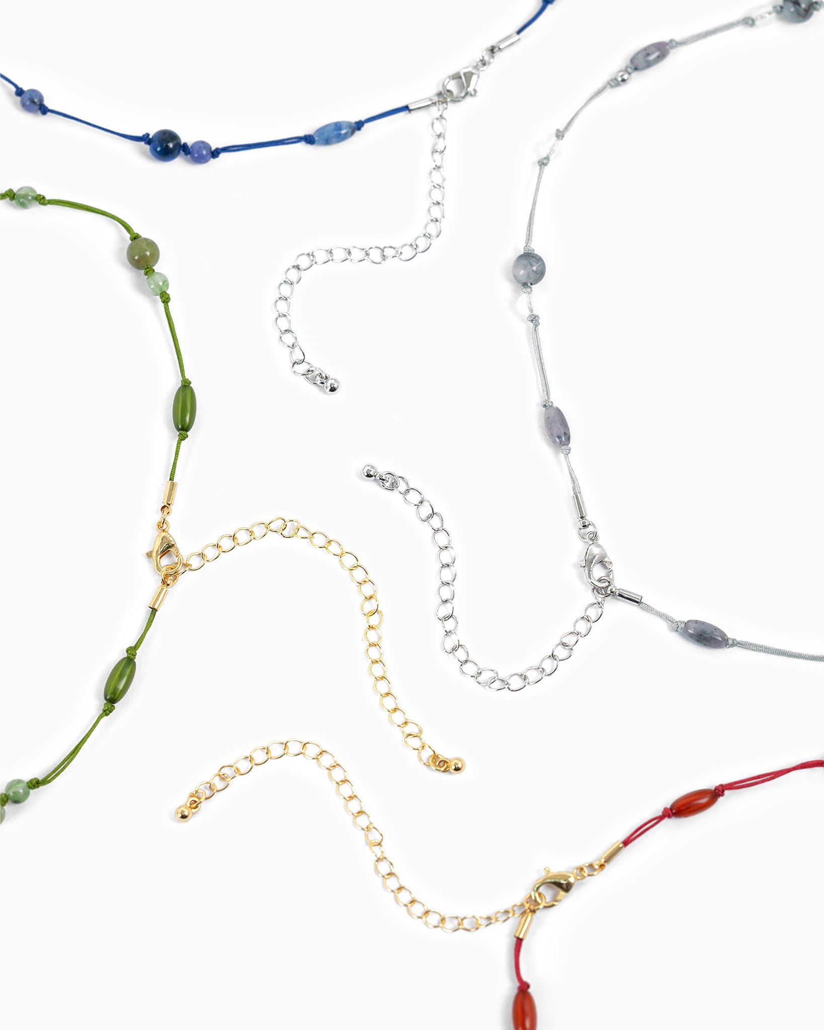 Minimal Knotted Cord Marbled Bead Necklace