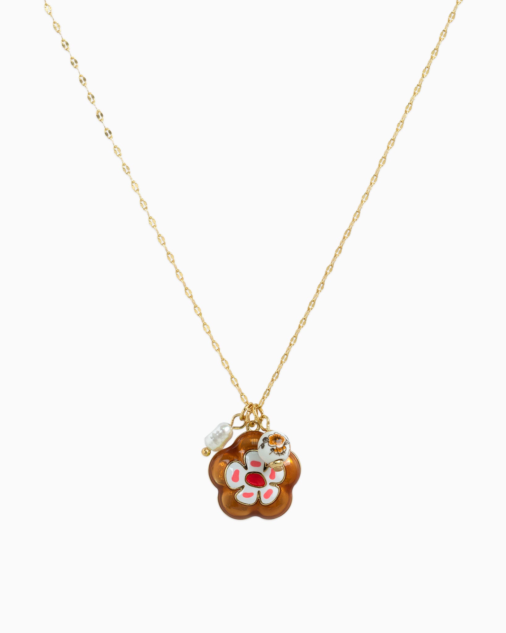 Porcelain Inspired Vintage Flower Necklace