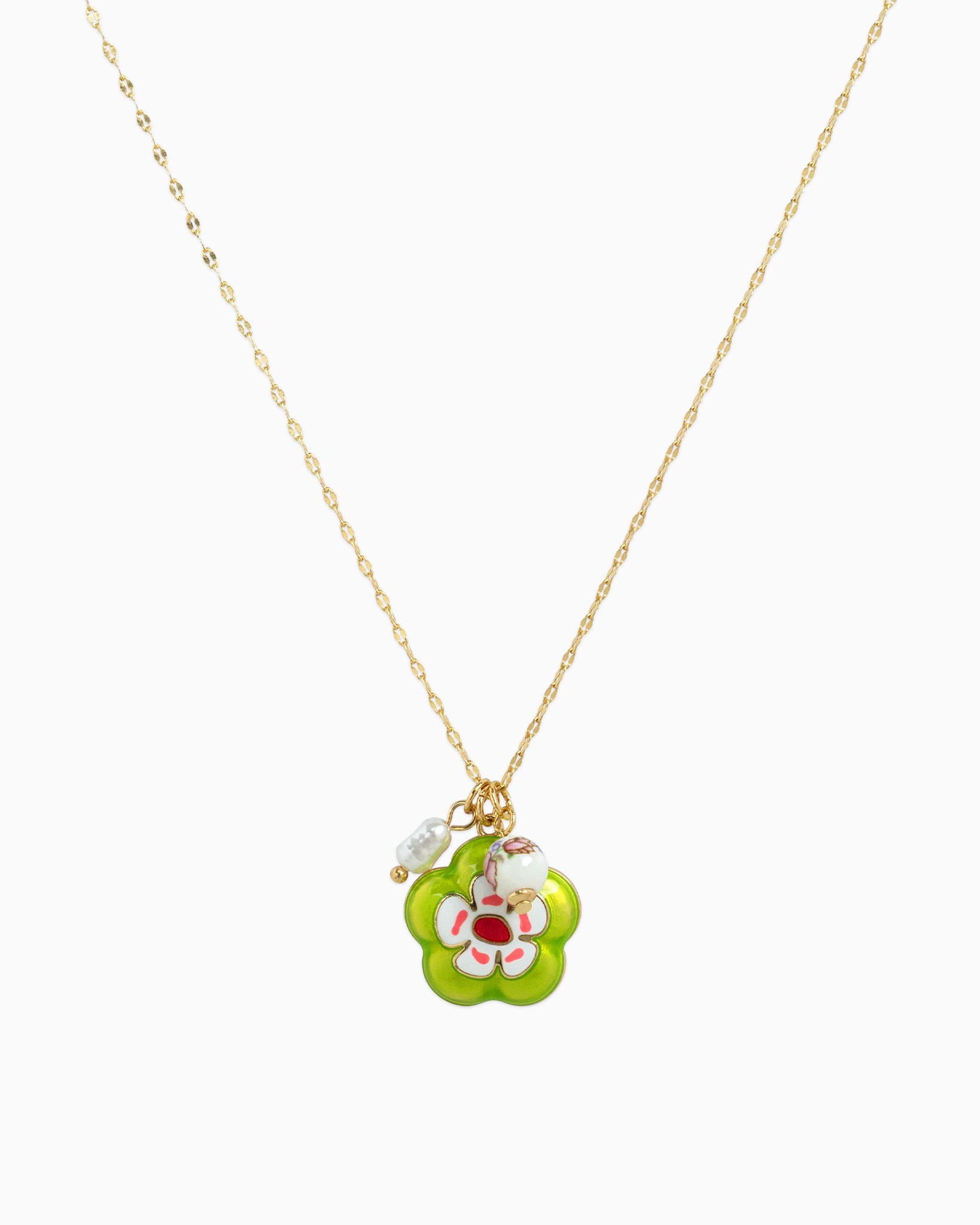 Porcelain Inspired Vintage Flower Necklace