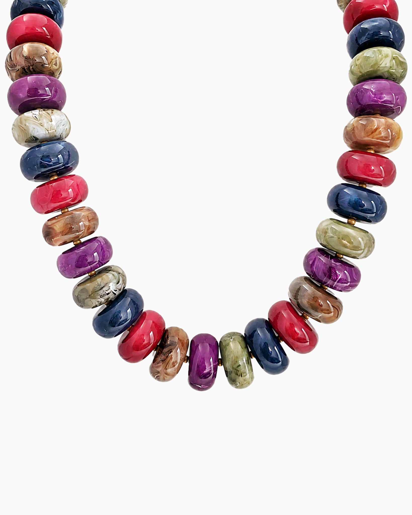 Chunky Marble Seed Bead Statement Necklace-3