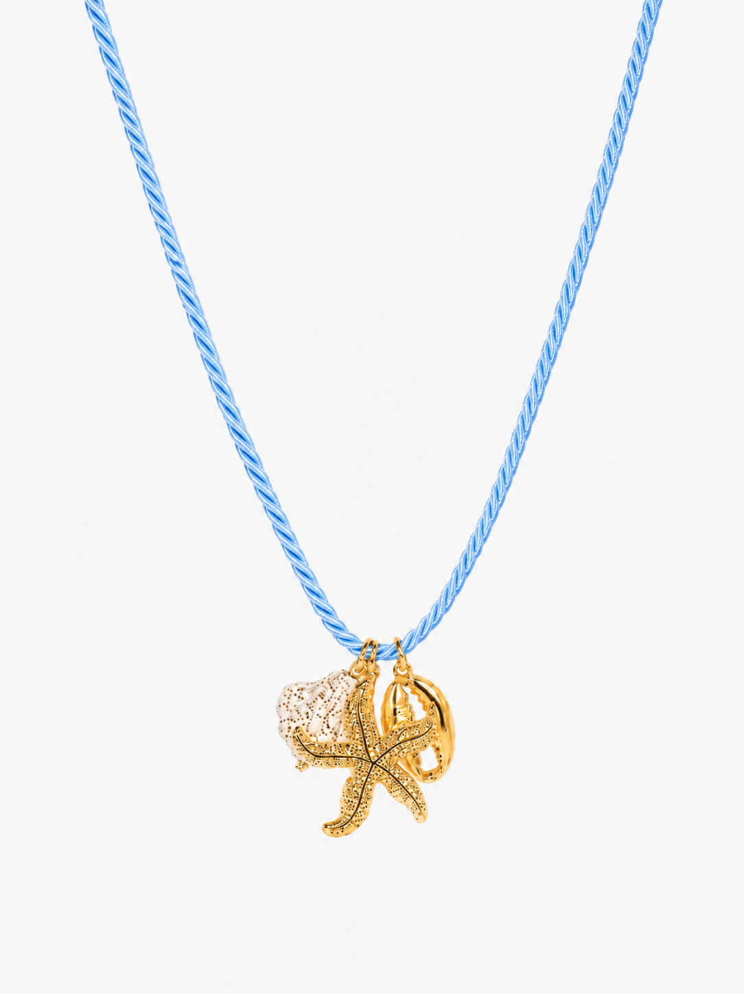 Blue Rope Starfish Shell Charm Necklace-1