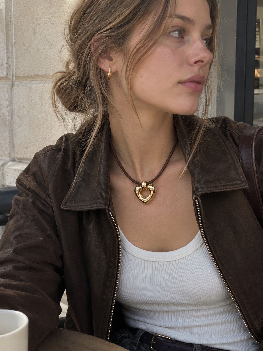 Door Knocker Heart Leather Cord Necklace