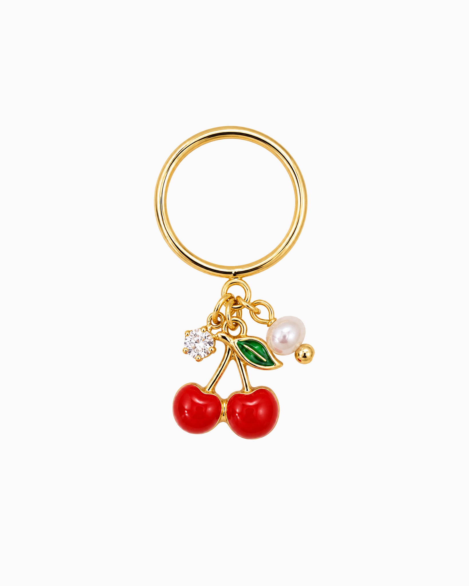 Cherry Pearl Dangle Ring