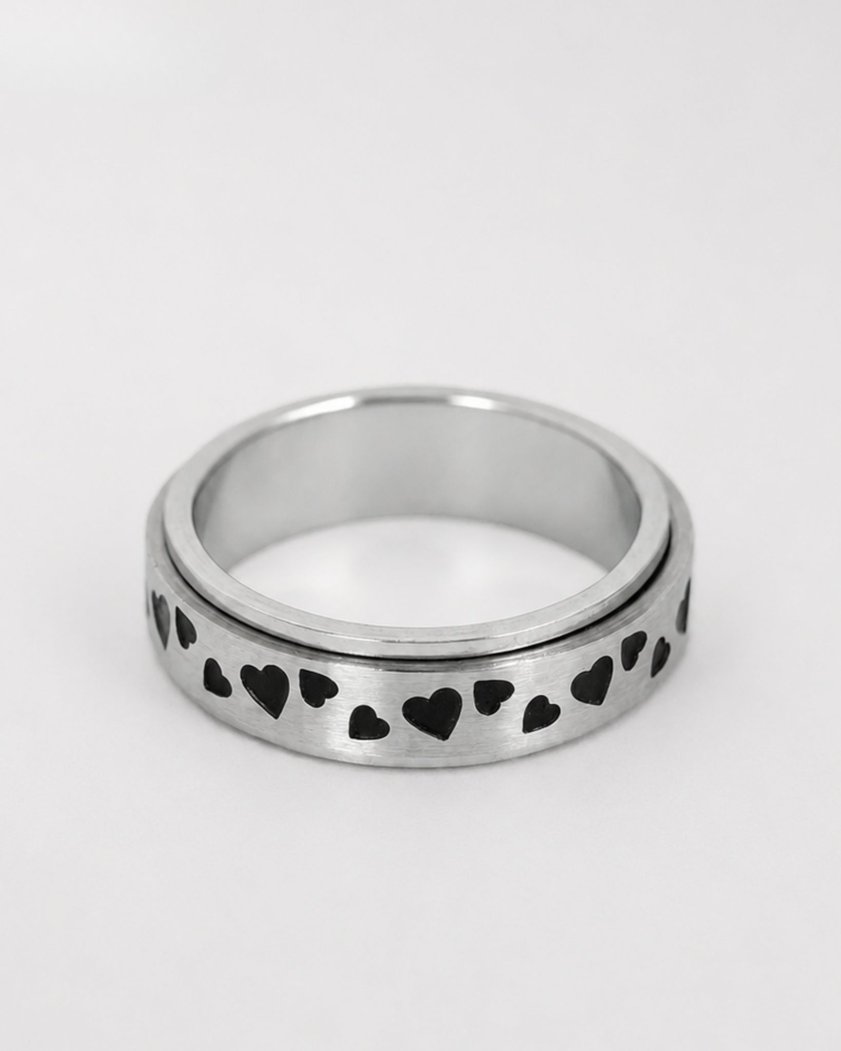 Stainless Anti Anxiety Fidget Heart Whisper Calm Spinner Ring