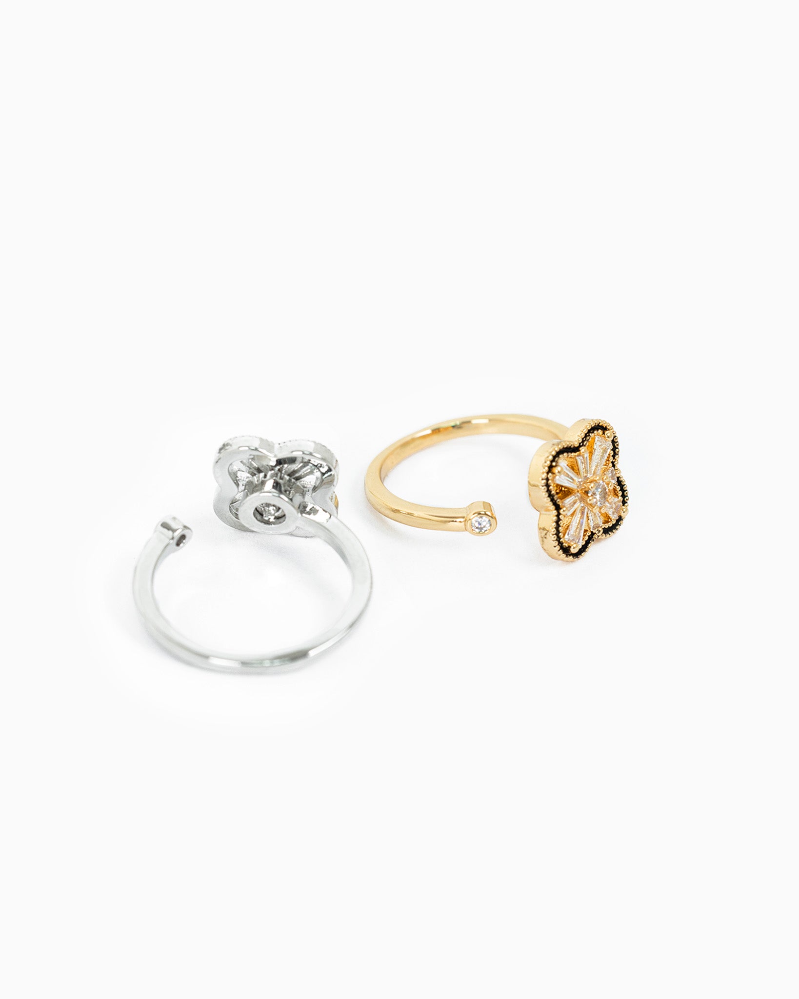 Anti Anxiety Fidget Clover CZ Adjustable Ring-4