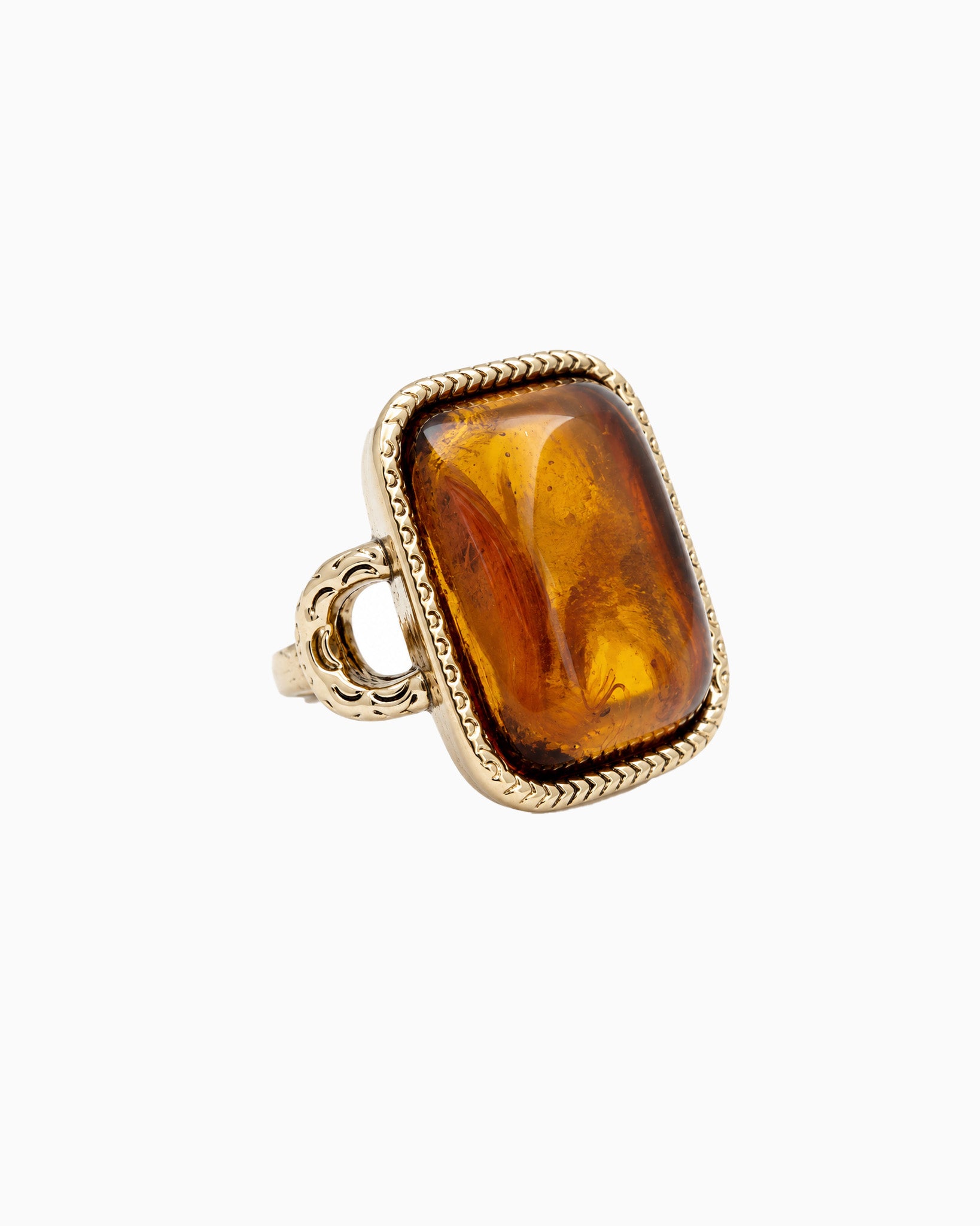 Vintage Framed Resin Stone Statement Ring-4