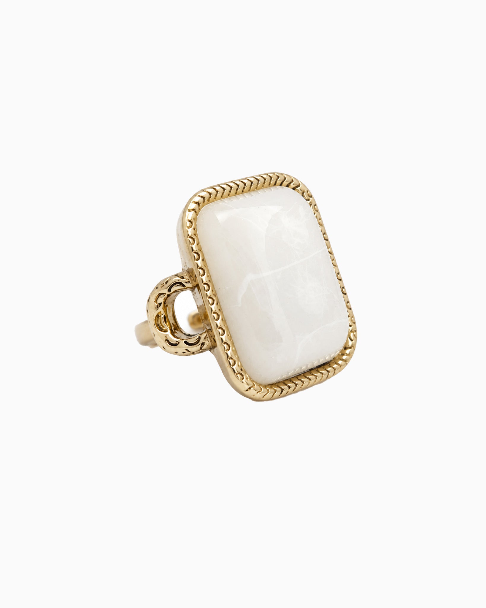 Vintage Framed Resin Stone Statement Ring-3