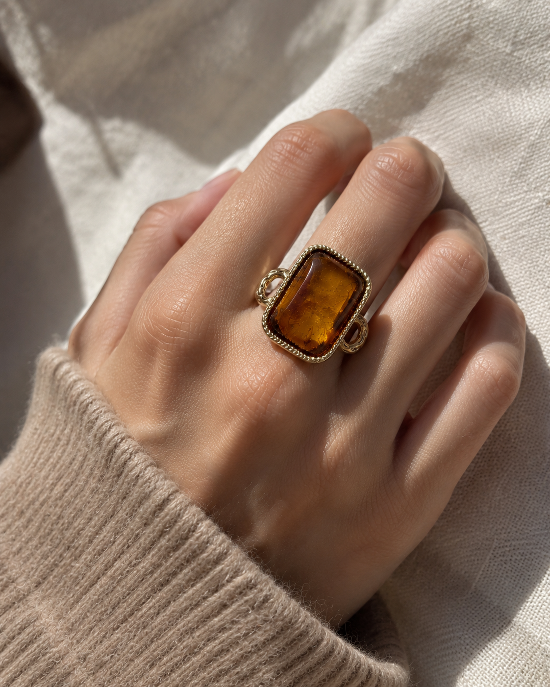 Vintage Framed Resin Stone Statement Ring-1