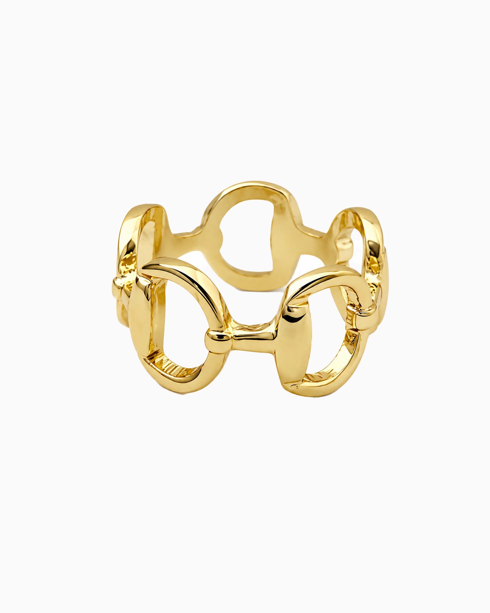 Horsebit Link Statement Band Ring-2