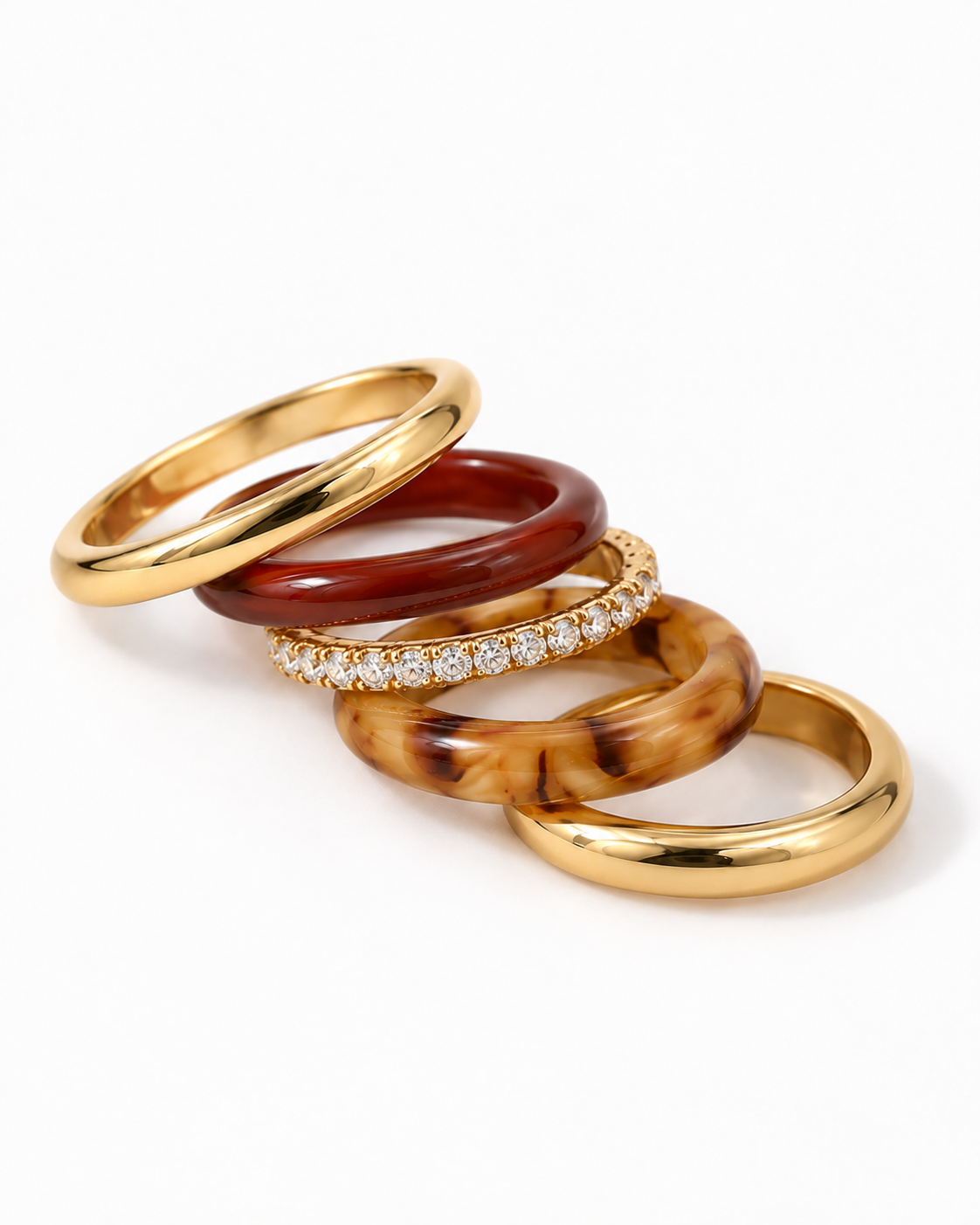 5 Set Resin & Stone Rings