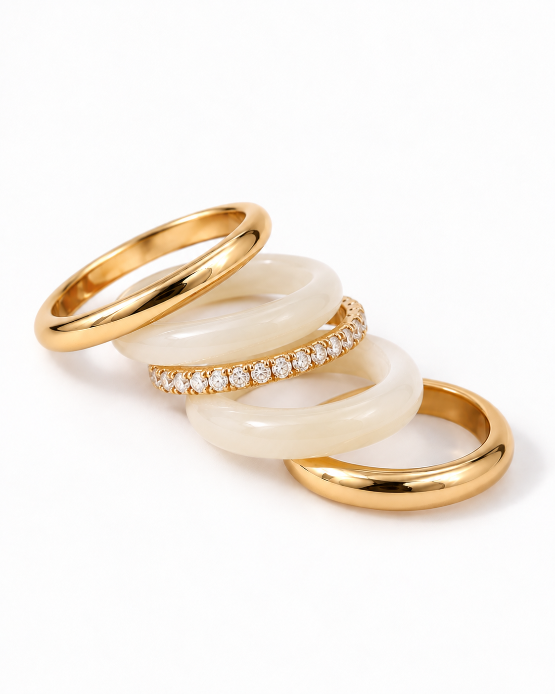 5 Set Resin & Stone Rings