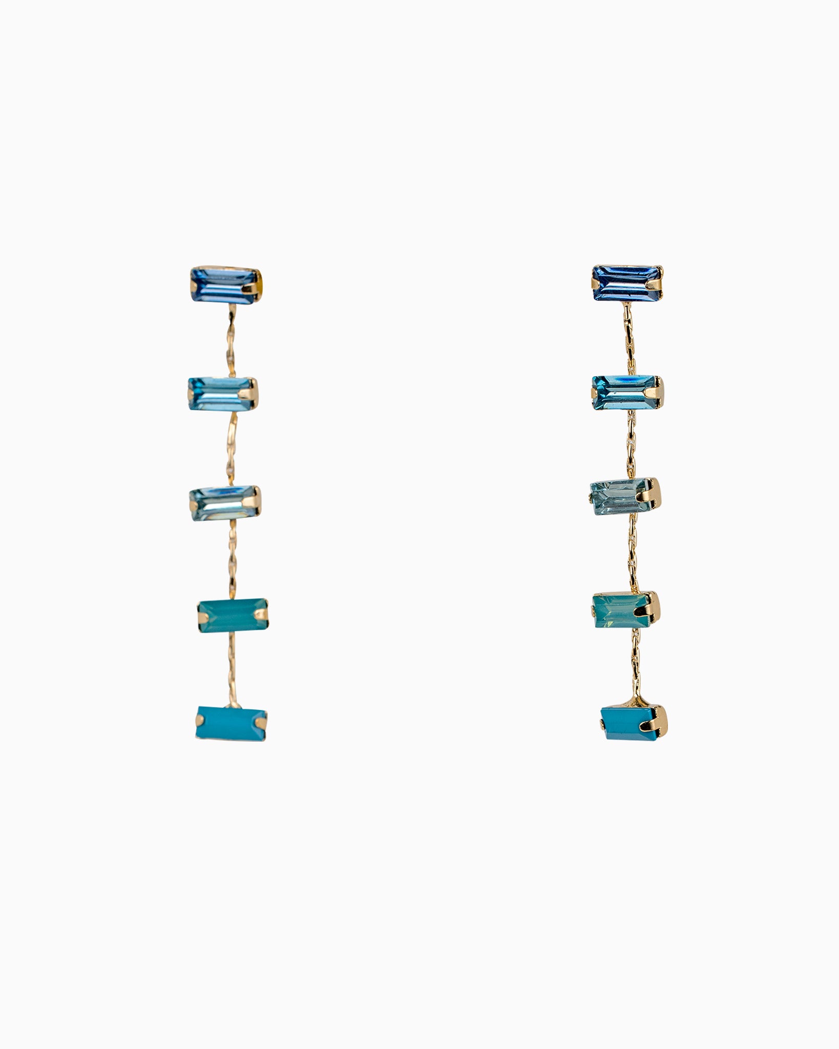 Turquoise Baguette Linear Drop Earrings