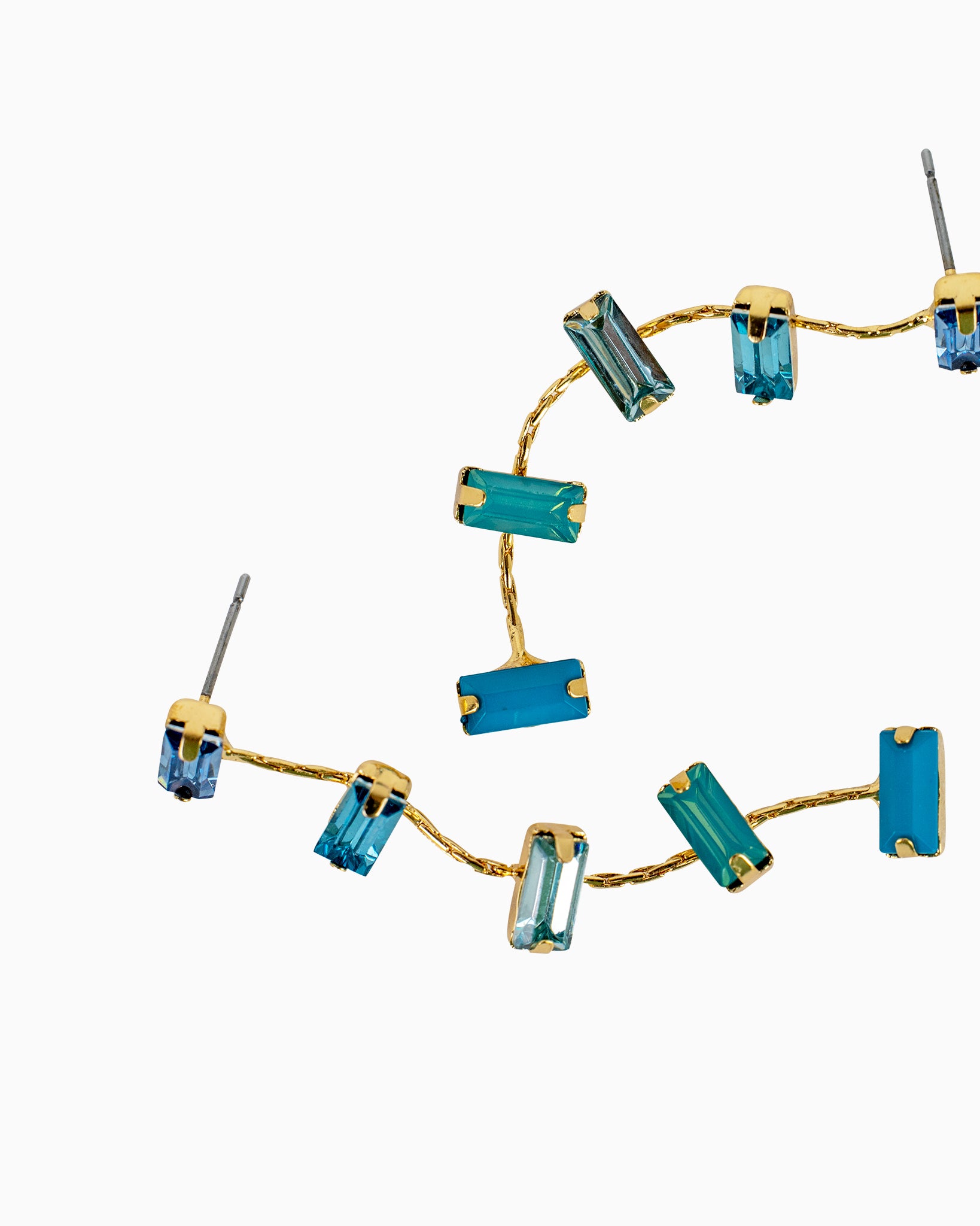 Turquoise Baguette Linear Drop Earrings