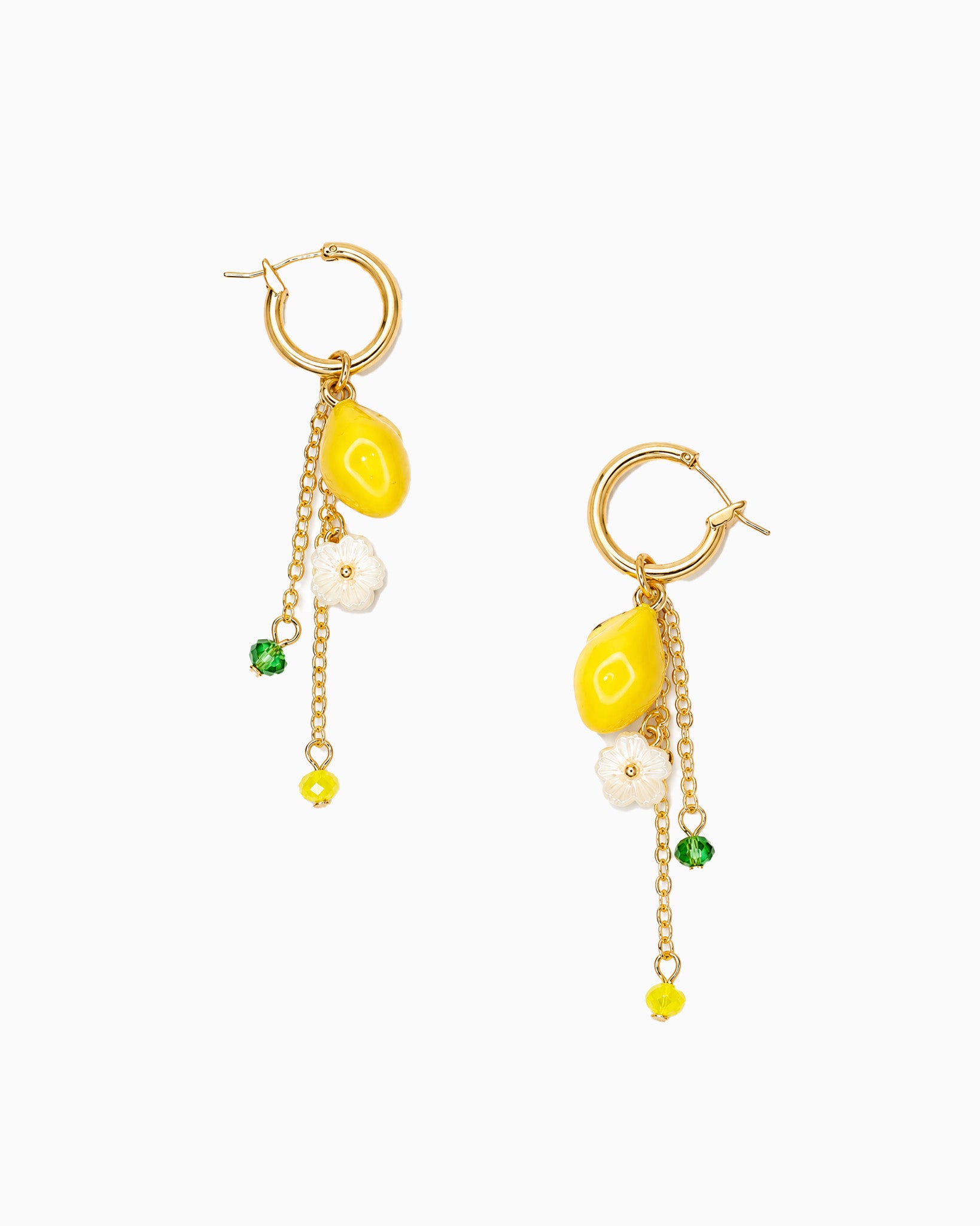 Fruit Lemon Chain Drop Hoop Earrings